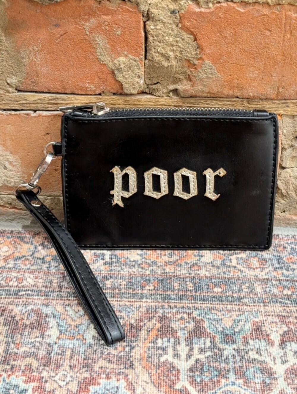 Poster Girl "Poor" Leather Wristlet Pouch Wallet
